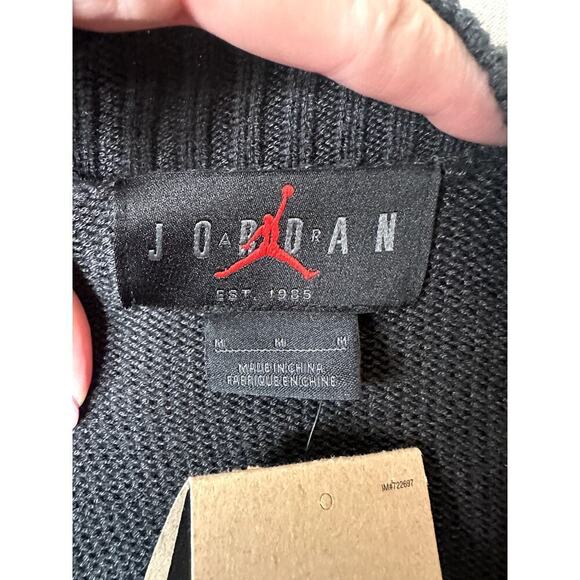 Jordan Black Gray Knit Button Up V-Neck Distressed Cardigan Sweater Womens M NWT - Picture 7 of 9